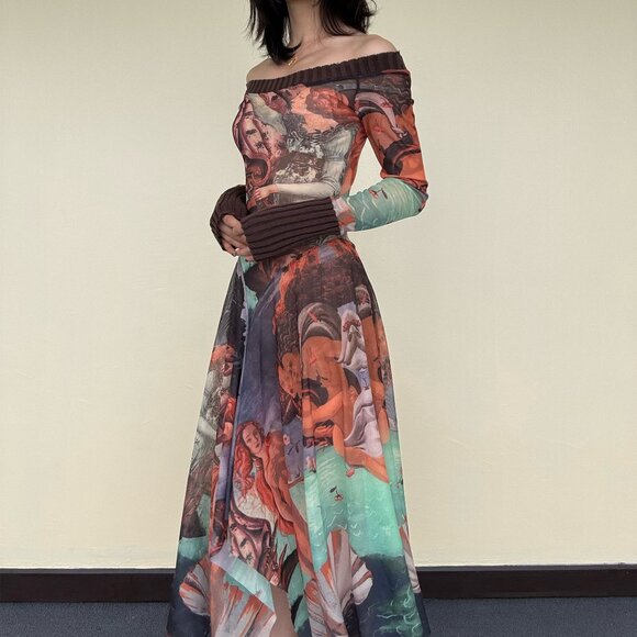 Jean Paul Gaultier birth of Venus mesh long sleeve dress - Picture 8 of 14